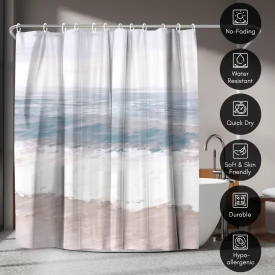 Americanflat 71x74 Shower Curtain - Coastal Seaside Design - Warm Waves by PI Creative Art {4}