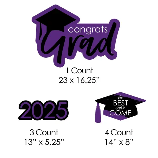 Big Dot of Happiness Purple Grad Class of 2025 Outdoor Decorations - Graduation Yard Signs - Set of 8 {7}
