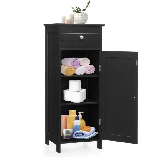 Wooden Storage Free-Standing Floor Cabinet with Drawer and Shelf Brown {8}