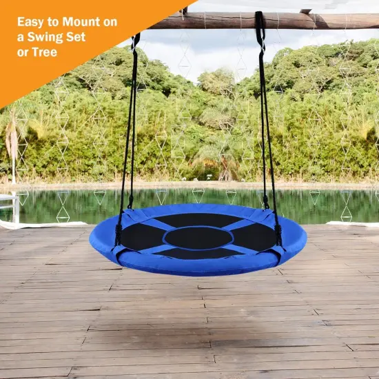 40 Inch Flying Saucer Tree Swing Indoor Outdoor Play Set Blue {6}