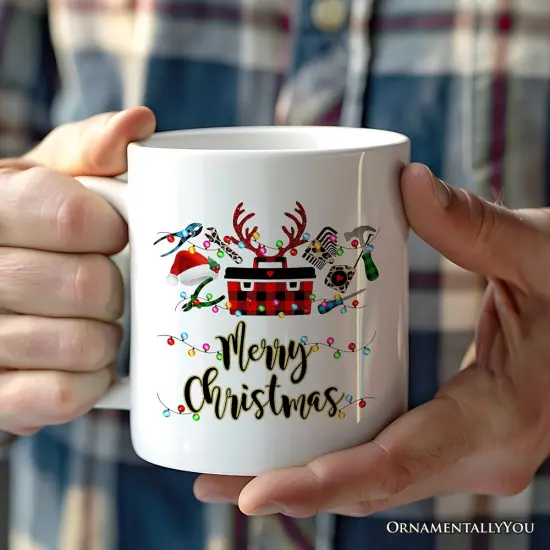 Handyman Buffalo Plaid Christmas Woodworking Mug Gift {2}