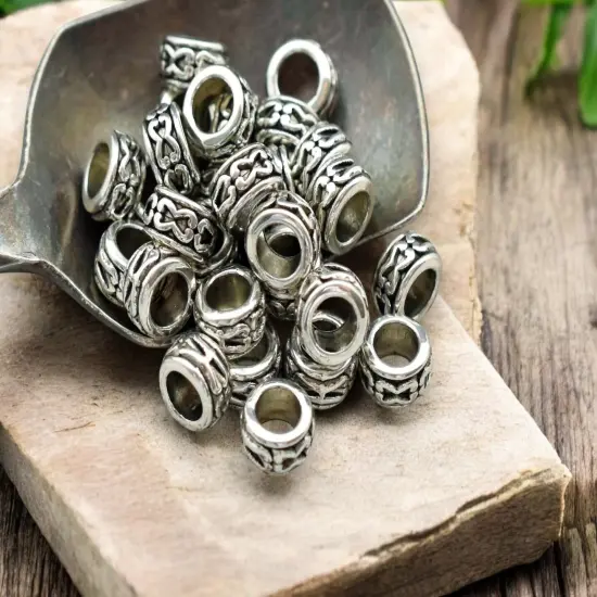 7x4mm Antique Silver Large Hole Rondelle Spacer Beads {2}