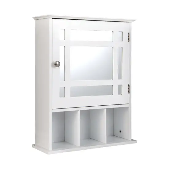 Wall Mounted Bathroom Cabinet with Mirrored Magnetic Door Holder White {9}