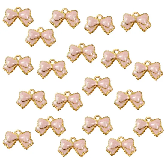Wrapables Nature Charms for Jewelry Making Enamel Pendants, (Set of 20), Pink Bow {1}