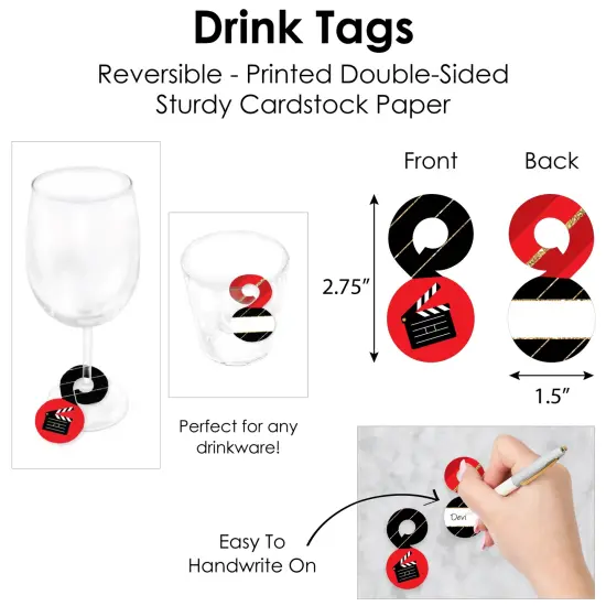 Big Dot of Happiness Red Carpet - Movie Night Party Paper Charger and Table Decorations - Chargerific Kit - Place Setting for 8 {7}