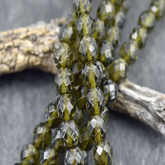 *21* 10mm Smokey Olivine Travertine Fire Polished Round Beads {4}