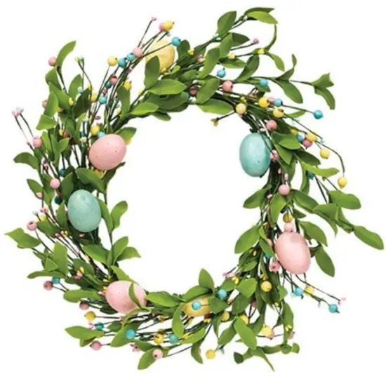 Easter Eggs & Herb Leaves Wreath 20" {1}