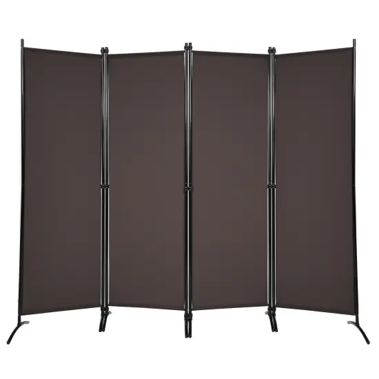 4-Panel Foldable Room Divider Privacy Screen with Steel Frame Black {8}