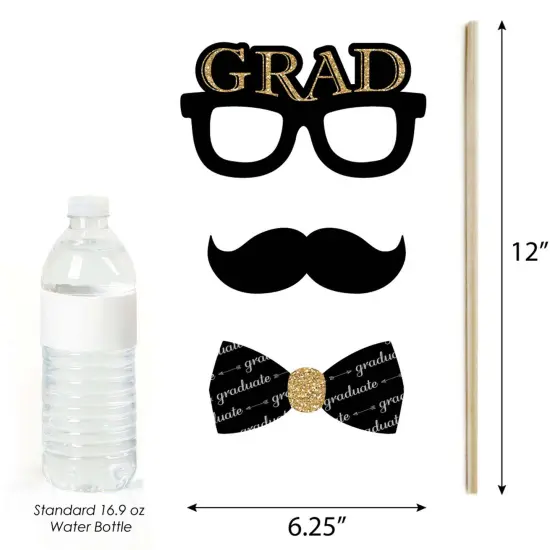 Big Dot of Happiness Gold Graduation Party - 2025 Grad Photo Booth Props Kit - 20 Count {7}