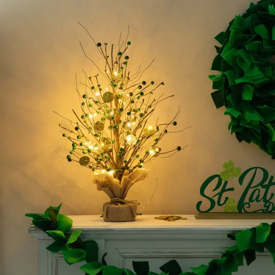 Set of 2 21"H Lighted St.Patrick's Gold Coin Table Trees {3}