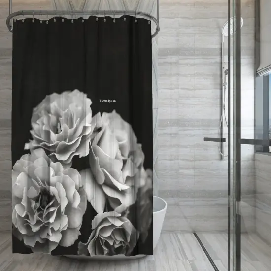 Americanflat 71" x 74" Shower Curtain, Moody Roses by Chaos & Wonder Design {5}