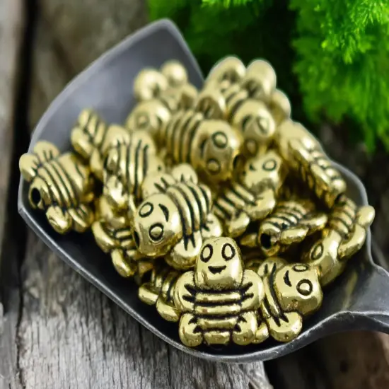 *100* 9mm Antique Gold Bee Beads {2}