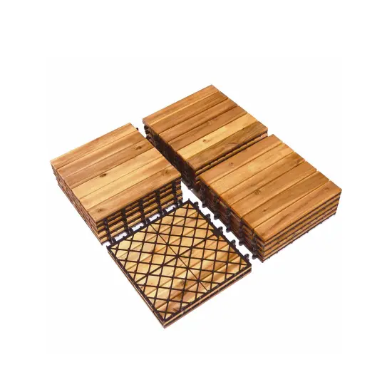 27 Pieces Acacia Wood Interlocking Patio Deck Tile {2}