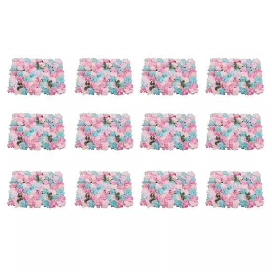 12pcs Artificial Flower Wall Rose Floral Panels Backdrop Decor for Party Wedding {3}
