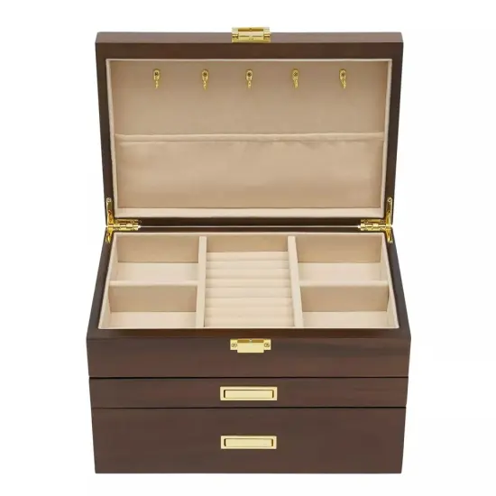 28 Slots Men Watch Box Wooden Display Case Organizer Jewelry 3 Tier Storage Tray {1}