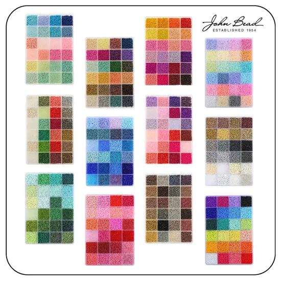 John Bead 12500pcs Assorted 24 Colors Glass Seed Beads 8/0 Jewelry Making Bead Box Green Palette {5}