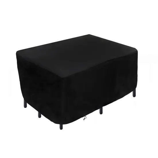74" Black Patio Furniture Cover- Waterproof with Rope and Metal Buckles {1}