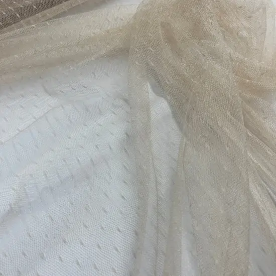 1 Yard 2-Way Stretch Dots Point Net Mesh Fabric 60" Wide for Gowns, Veils & Costumes Ivory {6}