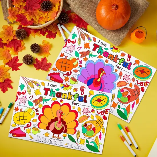 24 Pcs Thanksgiving Coloring Placemats {2}