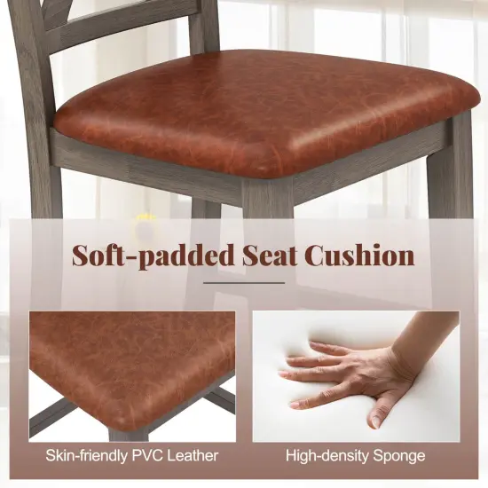Costway 2/4 PCS 24" Counter Height Stools Bar Stools with Faux Leather Upholstered Seat {6}