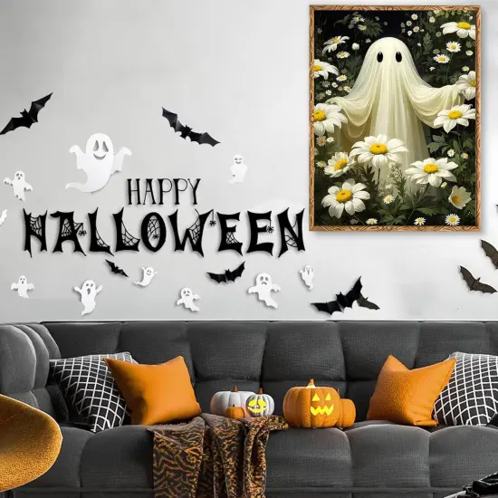 5D Full Round Drill Ghost and Flower Diamond Art Kits for Beginners-12x16 lnch {5}