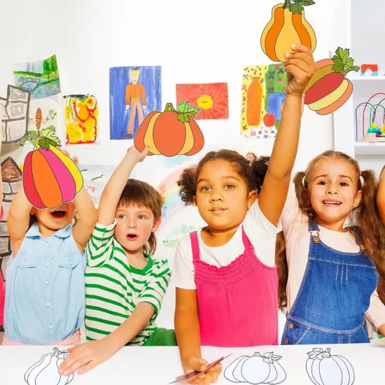 80 Pcs Color Your Own Fall Pumpkin Kit for Kids {4}