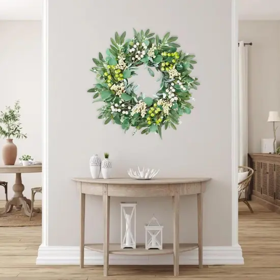 Artificial Eucalyptus Wreath for Front Door 20 Inc {4}