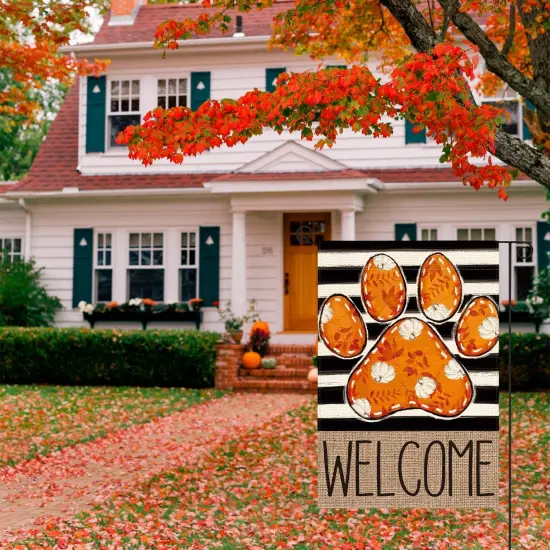Paw Print Fall Garden Flag 12x18 Inch(Fall-SP) {3}