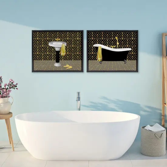 Stupell Industries Geometric Patterned Bathroom Views 2pc Floating Frame Set, design by Conrad Knutsen {2}