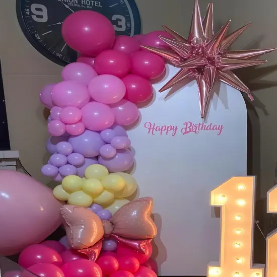 8 Pcs Pink Foil Balloons One-Piece 14-pointed Spiky Starburst Balloon(pink) {3}