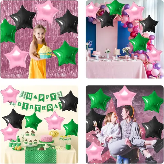 Pink Green Black Star Foil Balloon(Pink Green Black) {6}