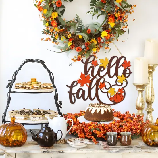 Hello Fall Wood Sign Decoration {5}