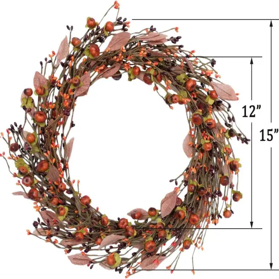 Fall Mini Pumpkin Pip Berry Wreath - 15 Inches {2}