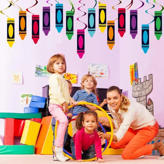 52 Pcs Back to School Crayon Hanging Swirls Decorations {2}