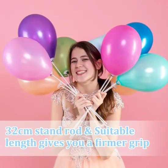 20 Pcs Balloon Sticks, Long Plastic Balloon Sticks With Bases, Balloon Holder Sticks Balloon Weights for Tying Balloon Arch Anniversary, Birthday, Parties, Wedding Decorations(Transparent) {3}