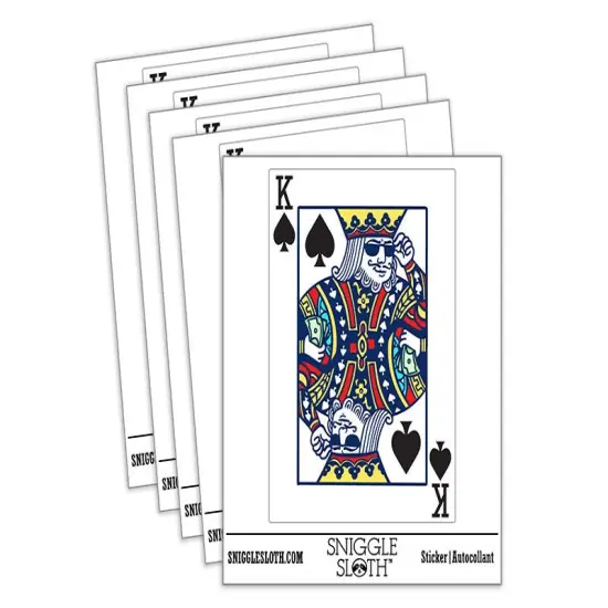 Water Bottle Sticker Set Playing Card King Of Spades Sunglasses Money Cute Waterproof Vinyl Stickers Pack Decal, Skateboard, Laptop, Car, Window, Bumper - 5 Pack {2}