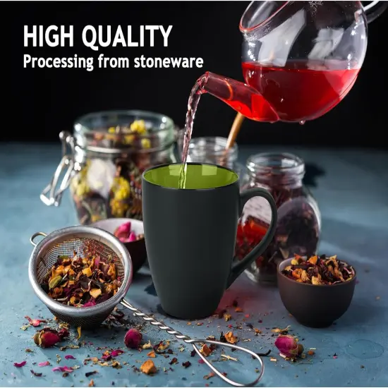 Set of 6 Stoneware Coffee Mugs 12 Ounce/Cup Set {4}