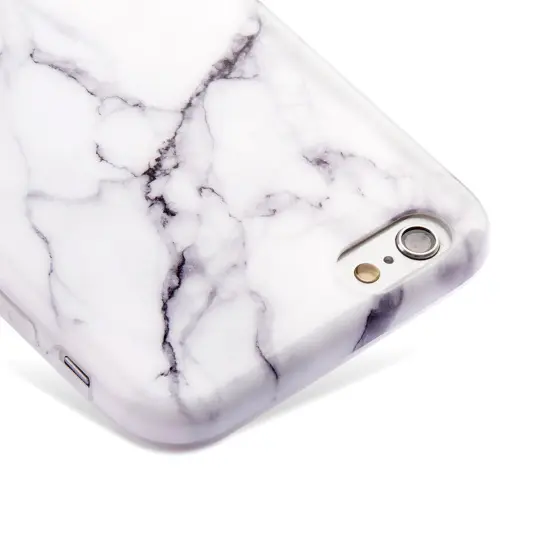 For iPhone 6 / 6s TPU Marble Stone Pattern Texture Visual IMD Shell Case Cover - White by Insten Clear {5}