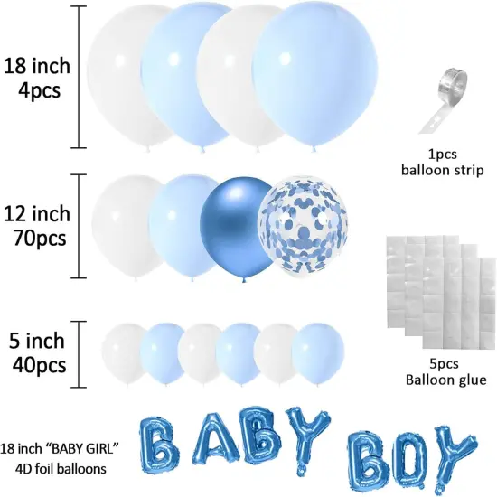 Blue And White Balloon Arch Garland Kit - Baby Boy Balloons Arch Different Sizes 5 12 18 Inch Blue White Balloons for Boys Baby Shower Decorations Birthday Engagement Party Gender Reveal Decor {2}
