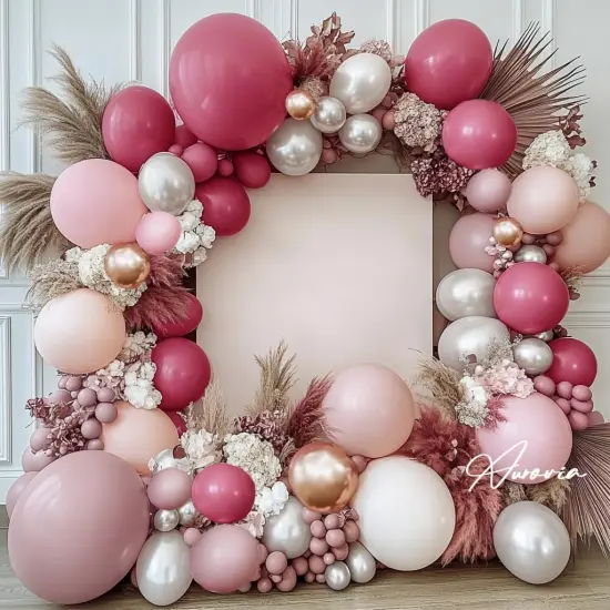 Dusty Rose Balloon Arch Kit Double Stuffed Pink Balloon Garland Pastel Light Pink Mauve Pearl White Rose Gold Latex Balloons for Birthday Baby Shower Bridal Wedding Bachelorette Party Decorations {2}