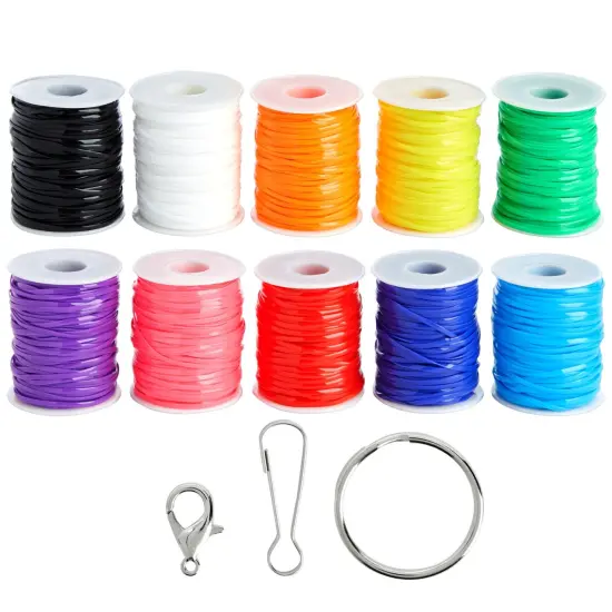 Lanyard String Boondoggle Kit with 10 Rolls (40 Yards Each) for Keychains and Bracelets (100 Total Pieces) Multicolor {7}
