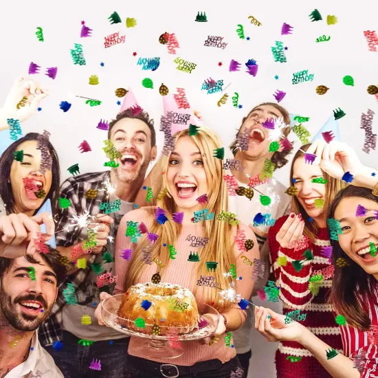 3000 Pieces Birthday Confetti Glitter Foil Happy Birthday Confetti Sprinkles Mixed Cake Balloon Star Confetti for Table Decorations Birthday Party Baby Shower DIY Crafts(60g) {4}