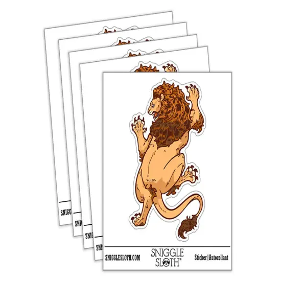 Water Bottle Sticker Set Ferocious Crawling Lion Regal Cat Fierce Cute Waterproof Vinyl Stickers Pack Decal, Skateboard, Laptop, Car, Window, Bumper - 5 Pack {2}