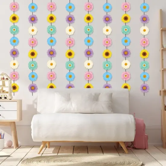 12 Packs Spring Sun Flowers Banners Sunflower Garland Kit Flower Hanging Swirl Spring Party Supplies Decorations Sunflower Paper Cutouts for Birthday Party Home Classroom Favor Supplies Decor {3}