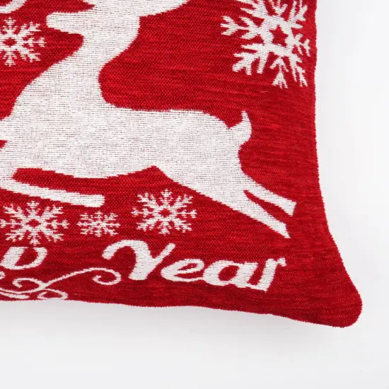 Merry Christmas Cheer Jacquard Woven Throw Pillow &ndash; 24" x 24", Holiday Decorative Cushion {3}