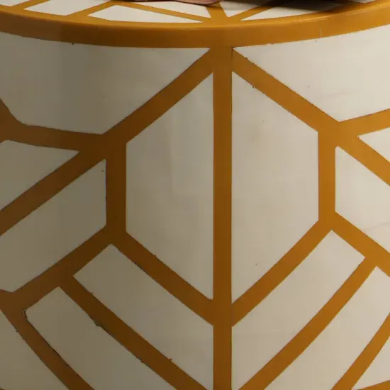 Mustard & White MDF Resin Side Table with Semi-Gloss Finish -15" x 15" x 21" {2}