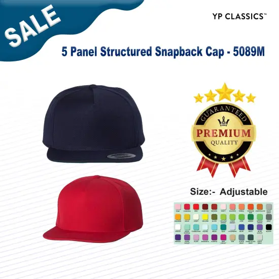 YP Classics&reg; 5 Panel Structured Snapback Cap Black {3}