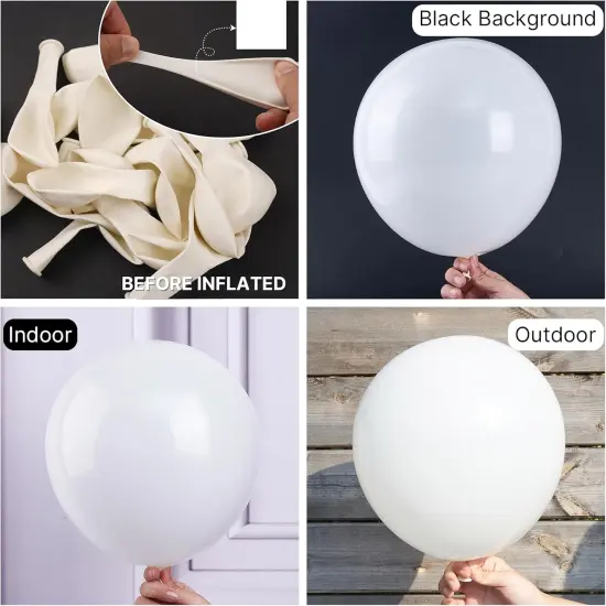 White Balloons 99 pcs Different Sizes Pack of 36 18 12 10 5 Inch Matte White Latex Balloon Arch Kit Garland for Wedding Bridal Graduation Baby Shower Birthday Party Decorations White-Y13 {2}