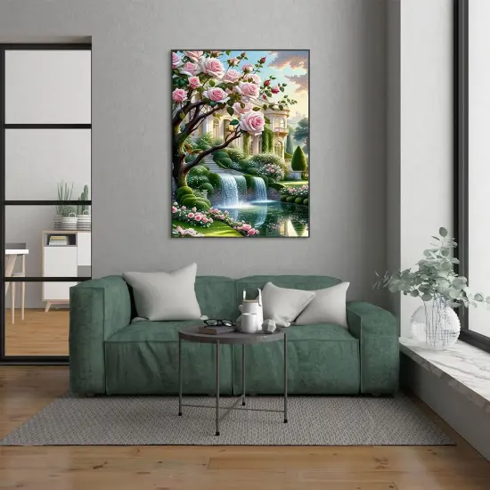 5D Landscape Diamond Art Kits for Adults Beginners, DIY Full Round Drill Diamond Painting Kits Rose Manor,Paint by Diamonds Dot Gem Art Crystal Garden Scenery Easy,Home Wall Decor 12X16Inch {3}