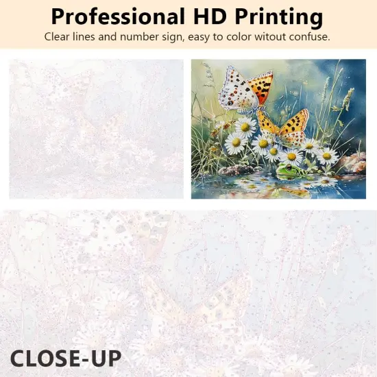 Butterfly on Daisies Paint by Numbers Watercolor Adult Paint by Number Kits On Canvas Paint-by-Number Simple Painting Paint by Numbers Adult DIY Craft Kits for Adults, 16 x20 Inch {5}